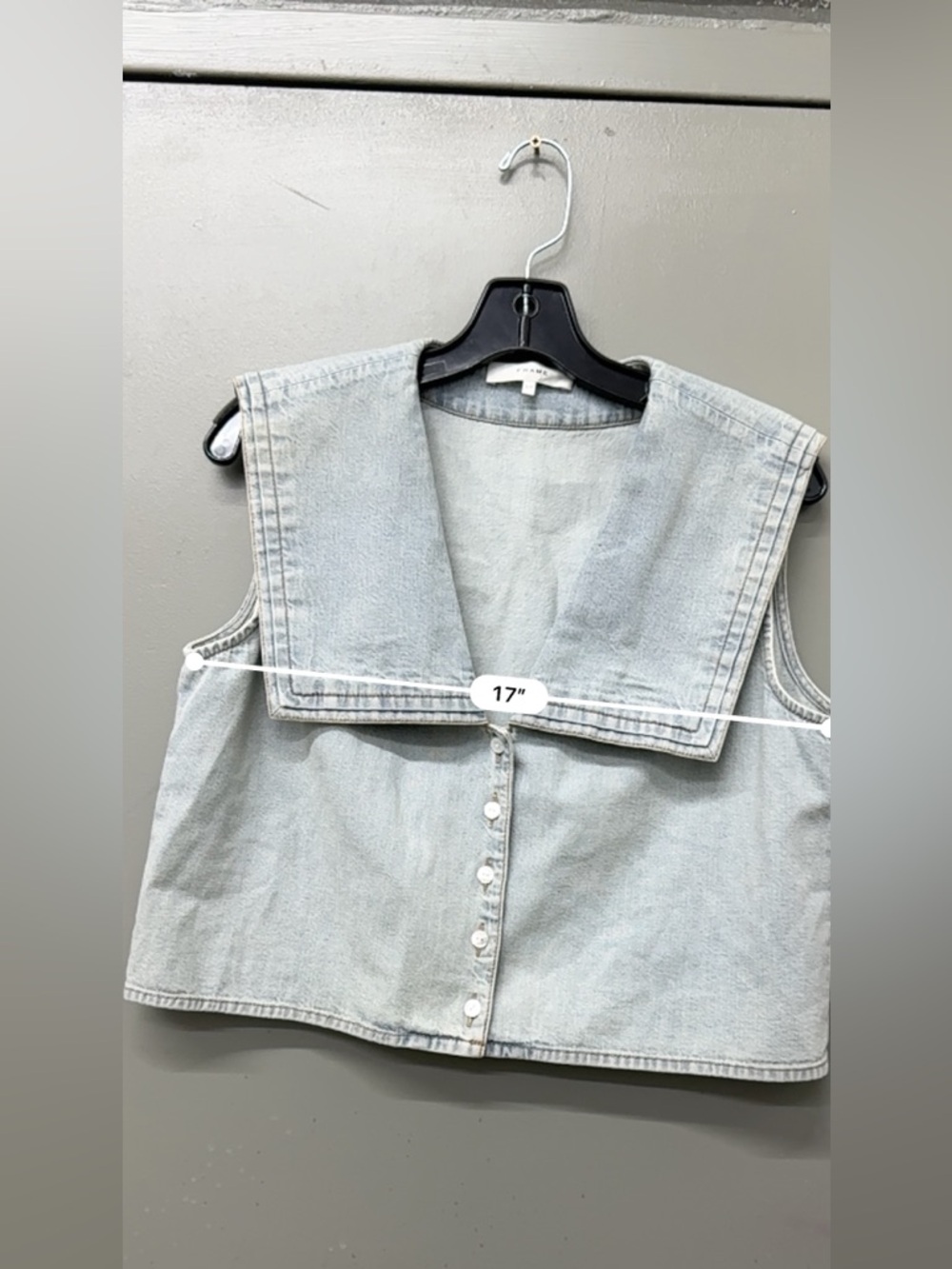 Frame The Yacht Denim Vest Sleeveless Button Front Top Women Size Small Luxury - Picture 6 of 7